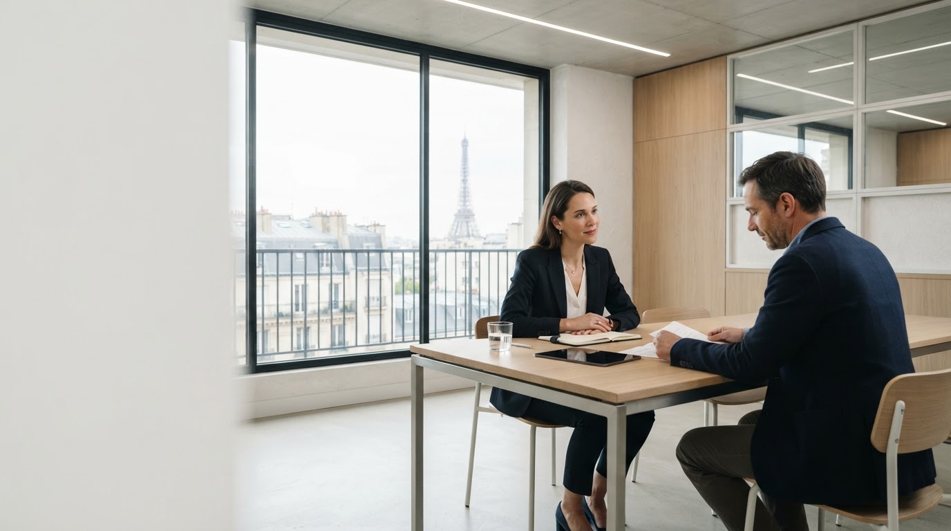 Finançeau — intérieur architectural épuré symbolisant la stabilité et la rigueur de notre méthode